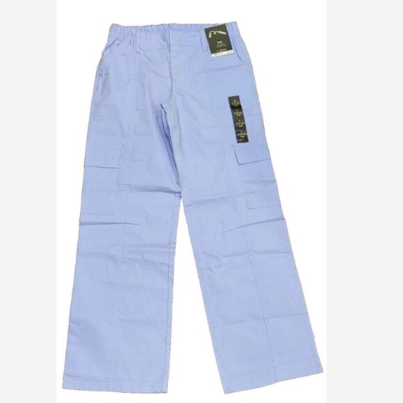 Art Class Girl Cargo Pants Sml Blue Mid Rise Relaxed Leg Elastic Waist Zip/Snap - Picture 1 of 5